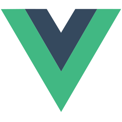 L'image est le logo de Vue.js, un framework JavaScript. Elle présente un « V » stylisé composé d'un triangle vert foncé superposé à un triangle inversé bleu foncé plus petit en haut, créant un effet de superposition.